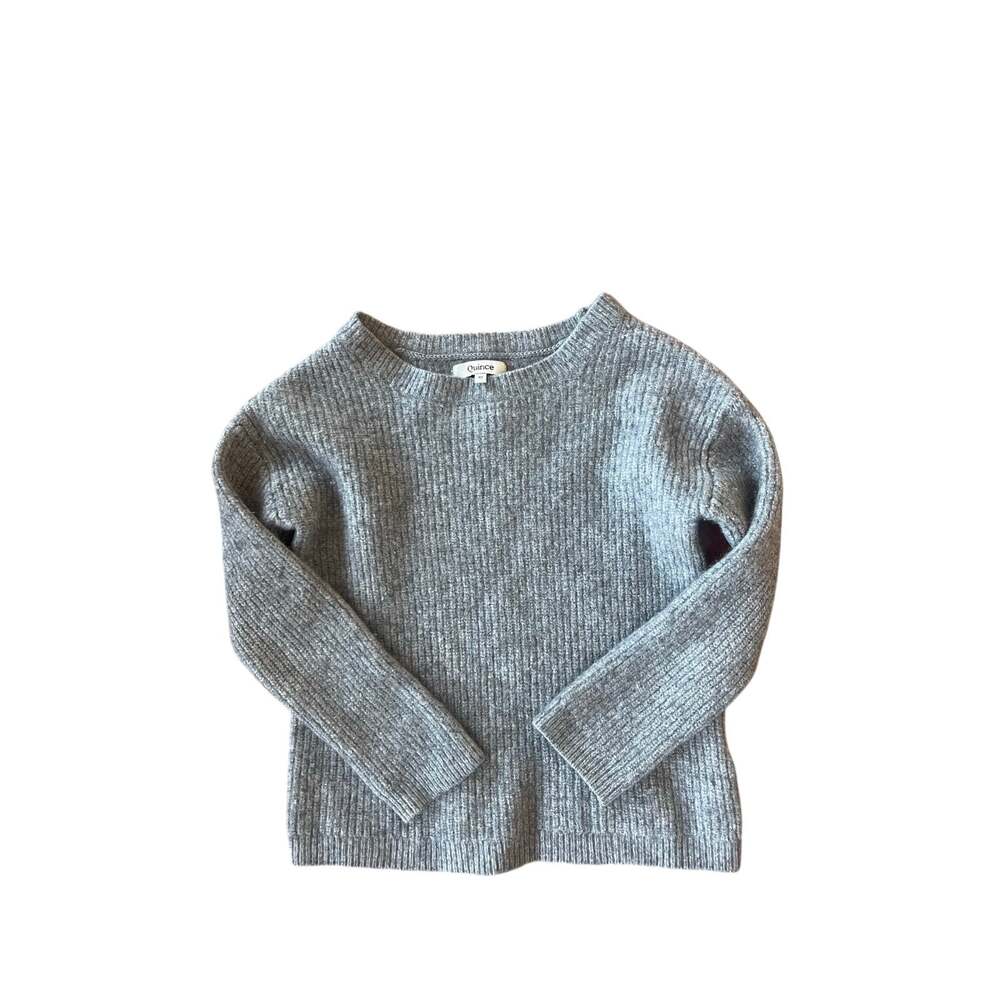 Quince Kids Mongolian Cashmere Ribbed Crewneck Sweater Grey Size 10